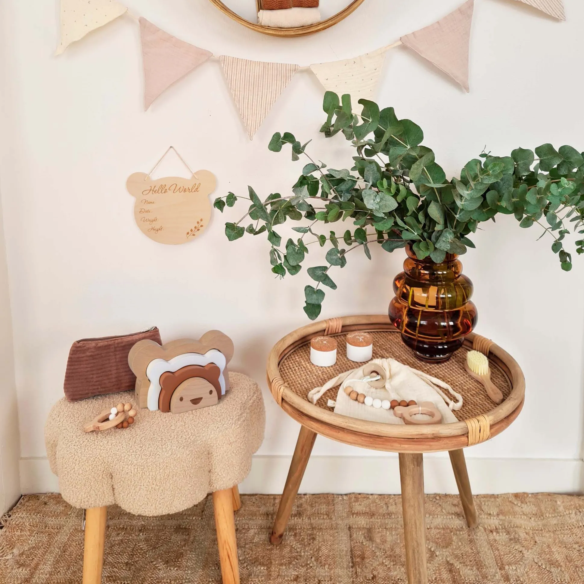 BamBam houten muurhanger Beer Onbehandeld/Naturel