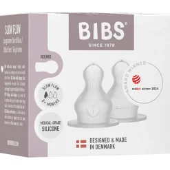 Bibs flesspeen - siliconen - slow flow 2 stuks transparant