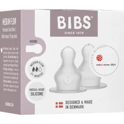 Bibs flesspeen siliconen - medium flow 2 stuks transparant