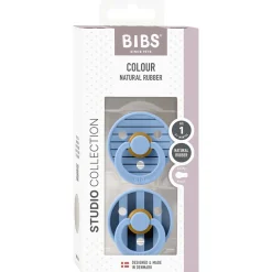 Bibs fopspeen Studio Round Size 1 - 2 stuks Midblue