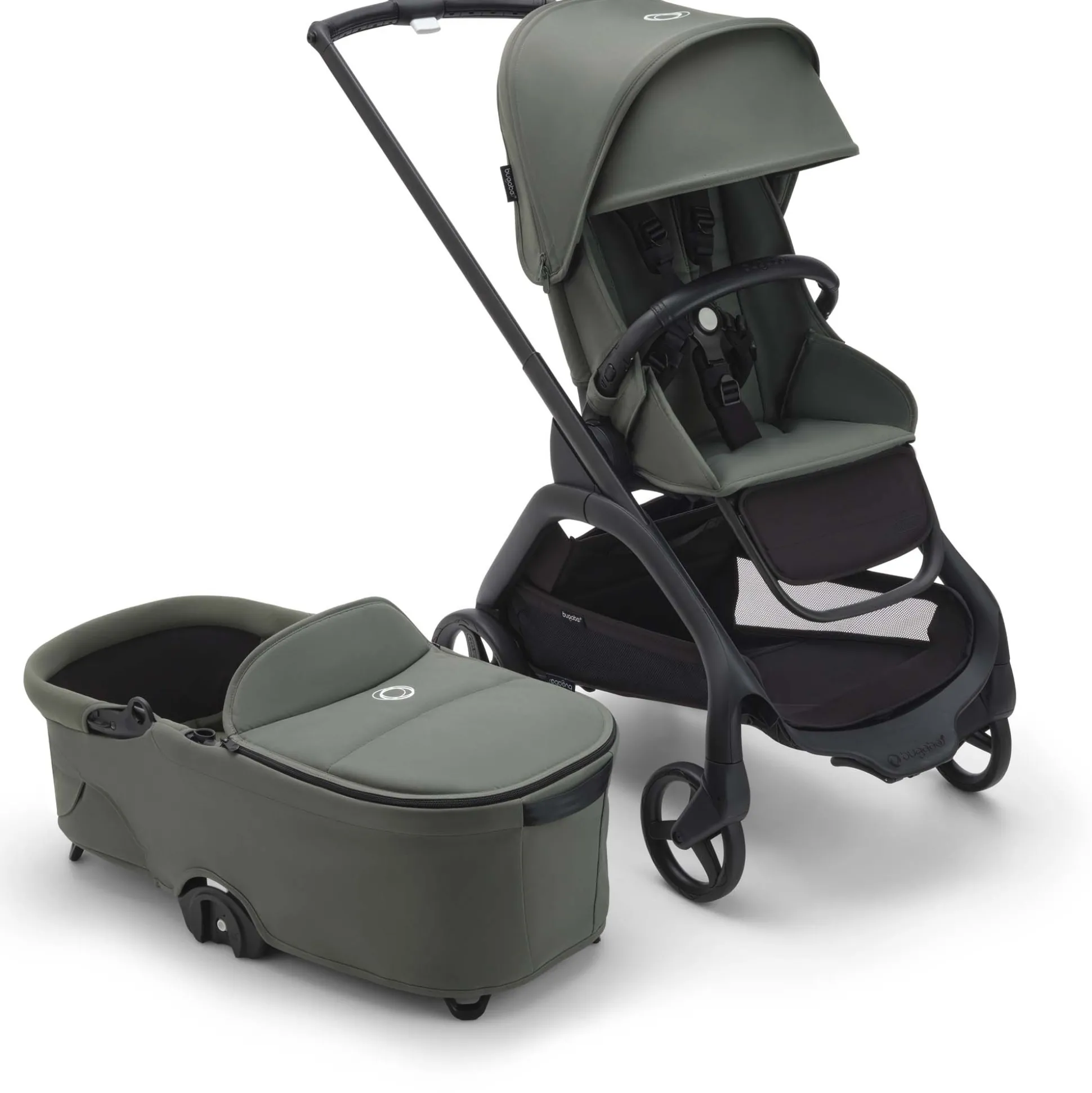 Bugaboo Dragonfly frame + zit Black Forest Green
