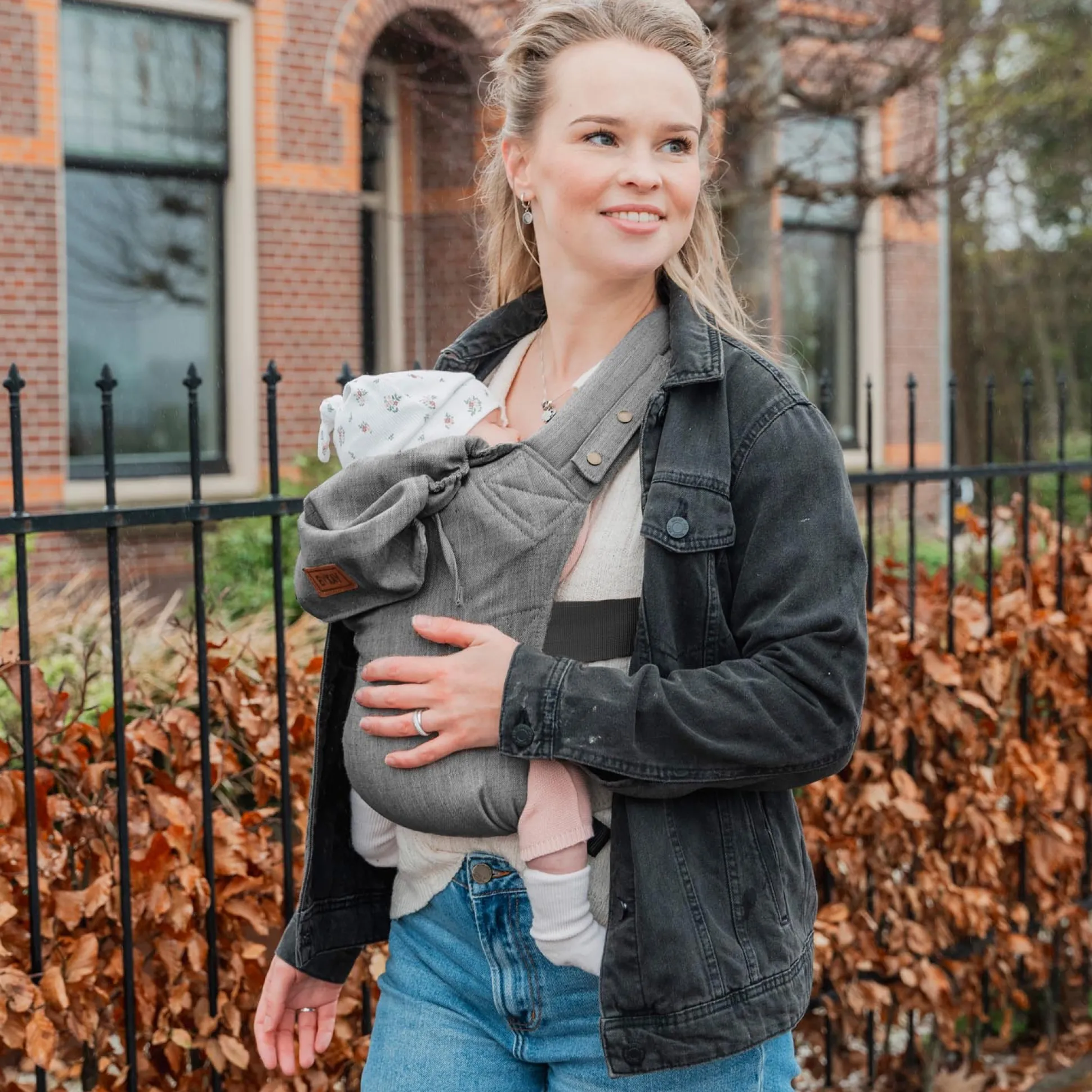 ByKay x Prénatal Click Classic linnen draagzak Grey Melee