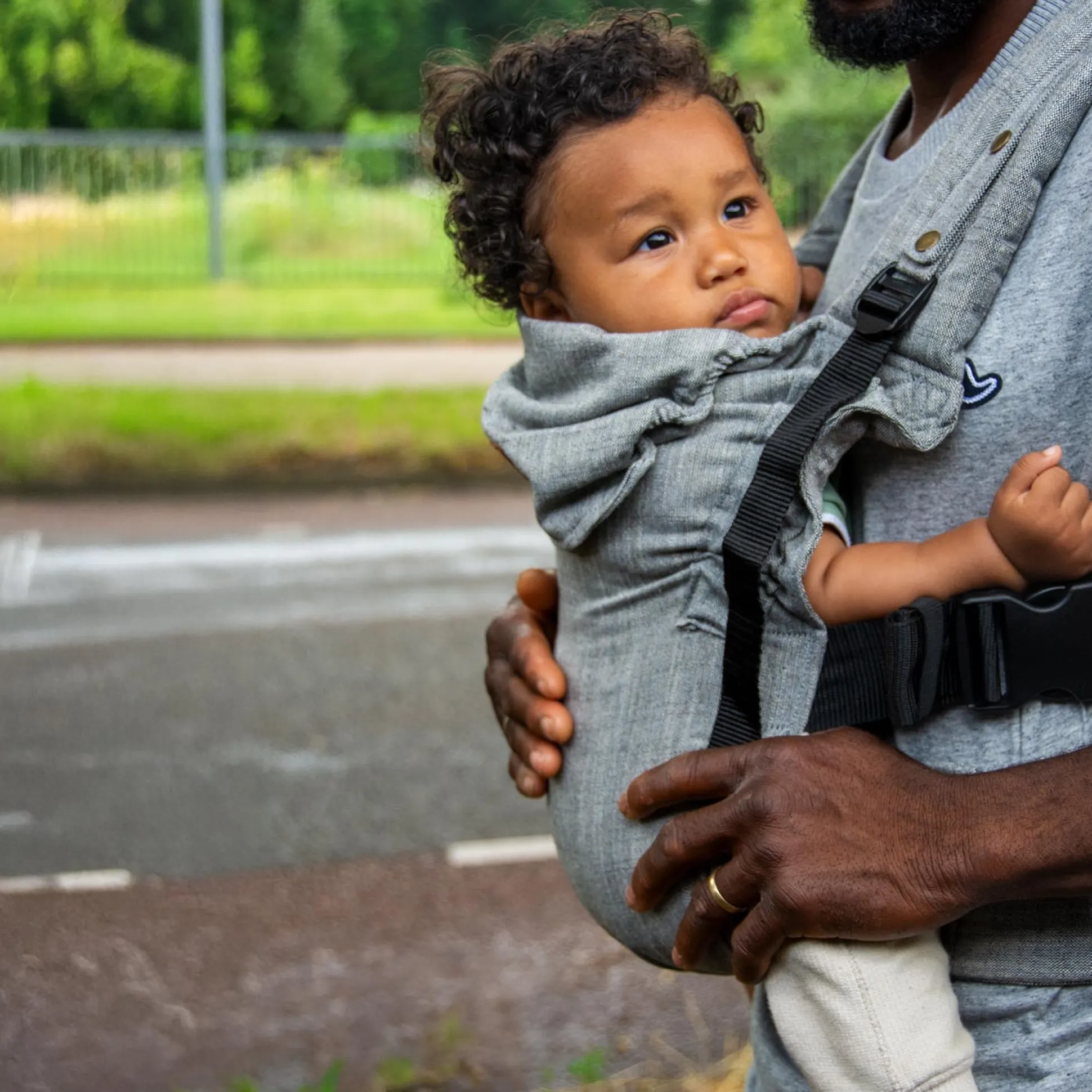 ByKay x Prénatal Click Deluxe linnen draagzak Grey Melee