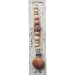 Chewies & More Clip speenkoord Silicone Bear beige