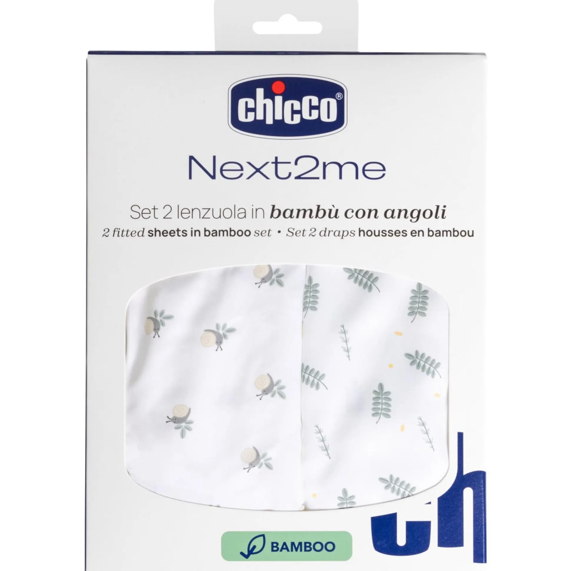 Chicco Next2Me bamboo hoeslakens 2-pack wit