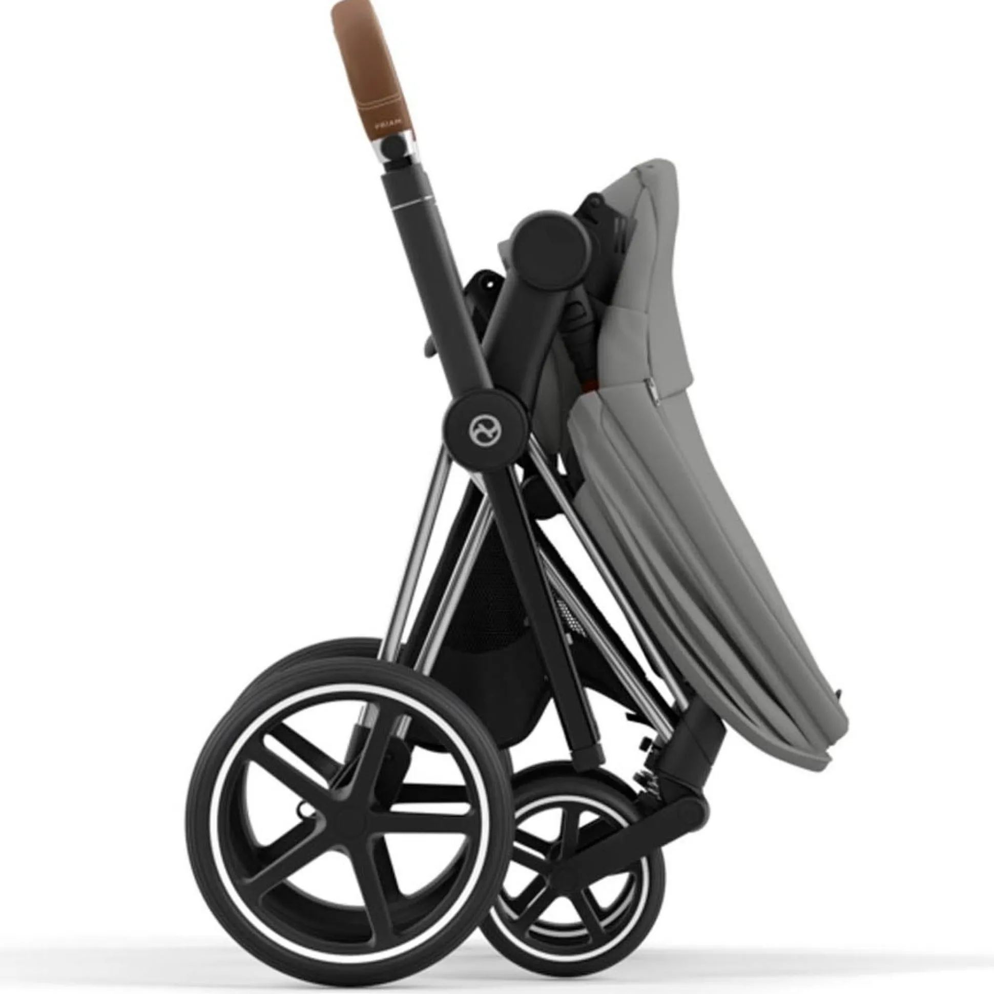 Cybex Priam4 compleet Chrome met bruine handvatten Sepia Black