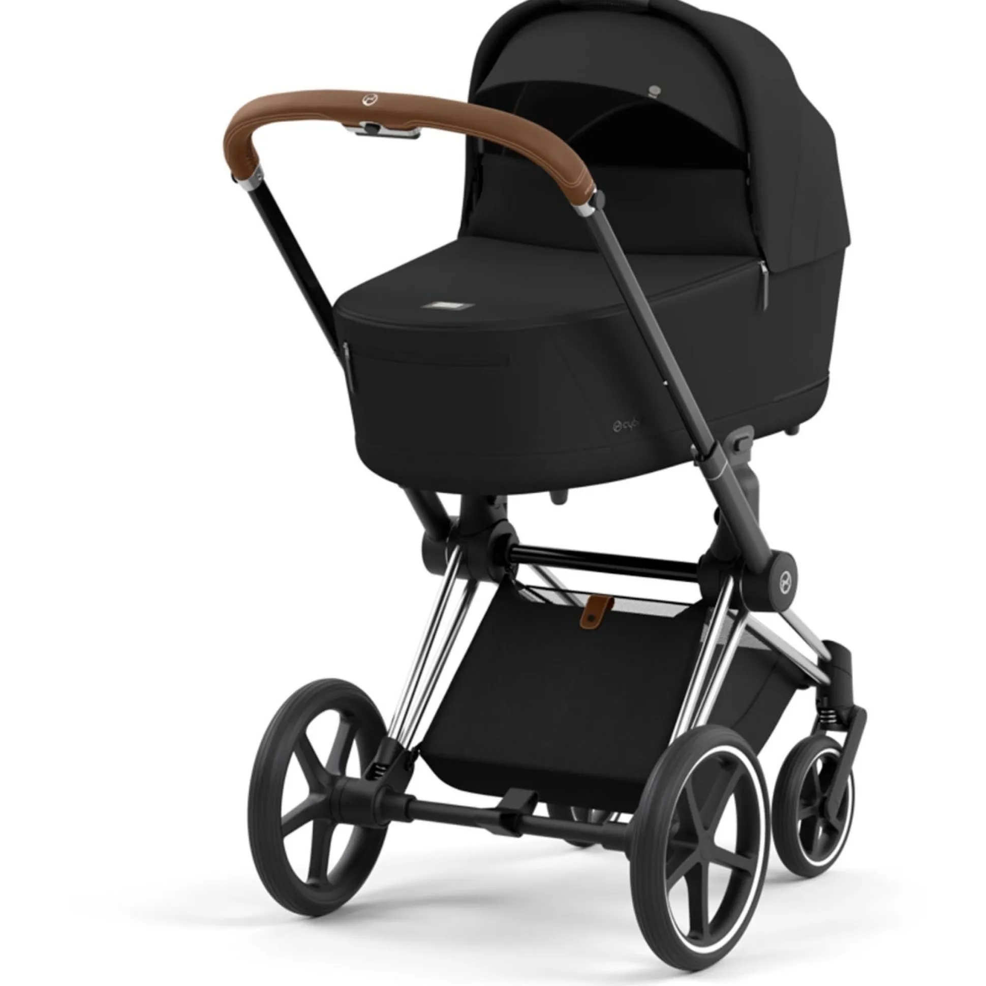 Cybex Priam4 compleet Chrome met bruine handvatten Sepia Black