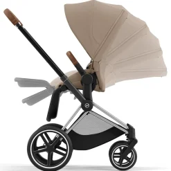 Cybex Priam4 compleet Chrome met bruine handvatten Cozy Beige