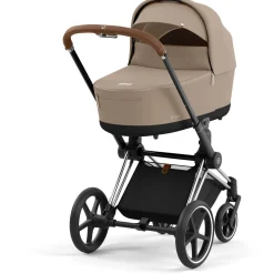 Cybex Priam4 compleet Chrome met bruine handvatten Cozy Beige