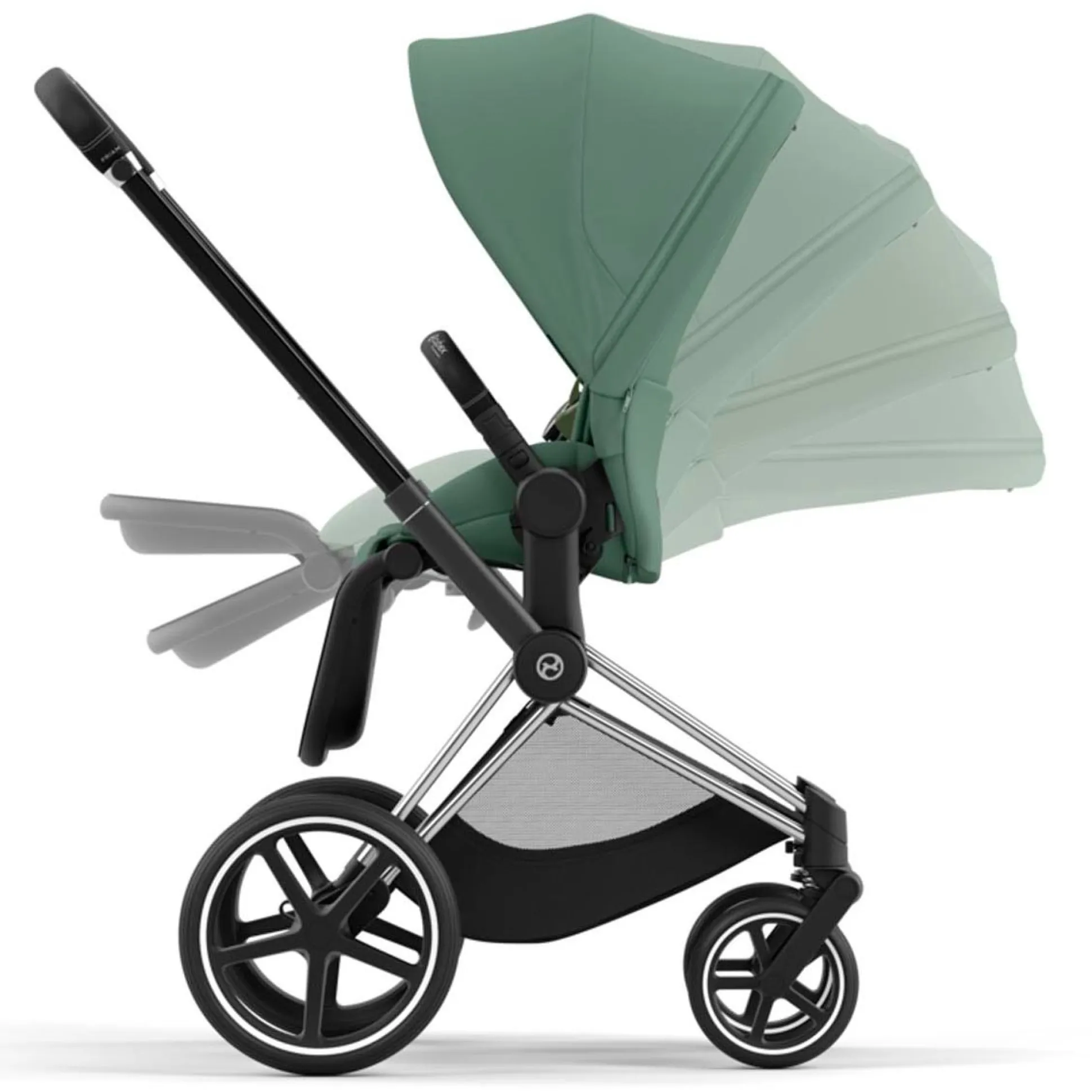Cybex Priam4 compleet Chrome met zwarte handvatten Leaf Green