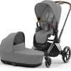 Cybex Priam4 compleet Chrome met bruine handvatten Mirage Grey