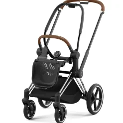 Cybex Priam4 compleet Chrome met bruine handvatten Mirage Grey