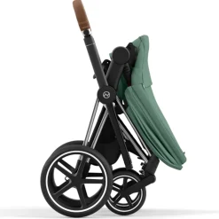 Cybex Priam4 compleet Chrome met bruine handvatten Leaf Green