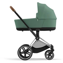 Cybex Priam4 compleet Chrome met bruine handvatten Leaf Green