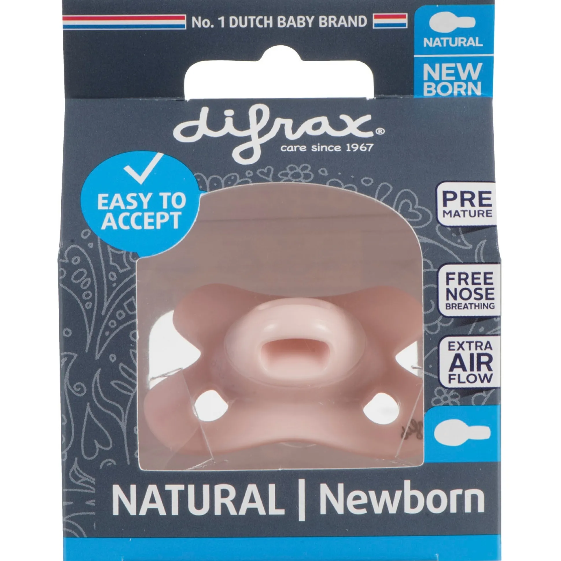 Difrax fopspeen Pure newborn Pink