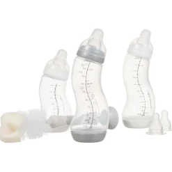 Difrax startersset S-flessen met borstel grijs