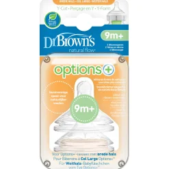 Dr Brown's Options+ Anti-colic Y-cut Brede Hals speen 2 stuks transparant