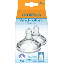 Dr. Brown's Options+ speen fase 4 Brede Halsfles transparant