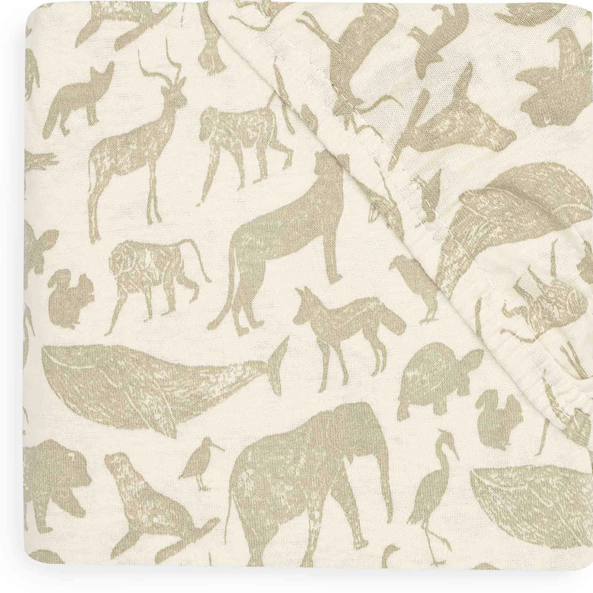 Jollein ledikanthoeslaken animals wit