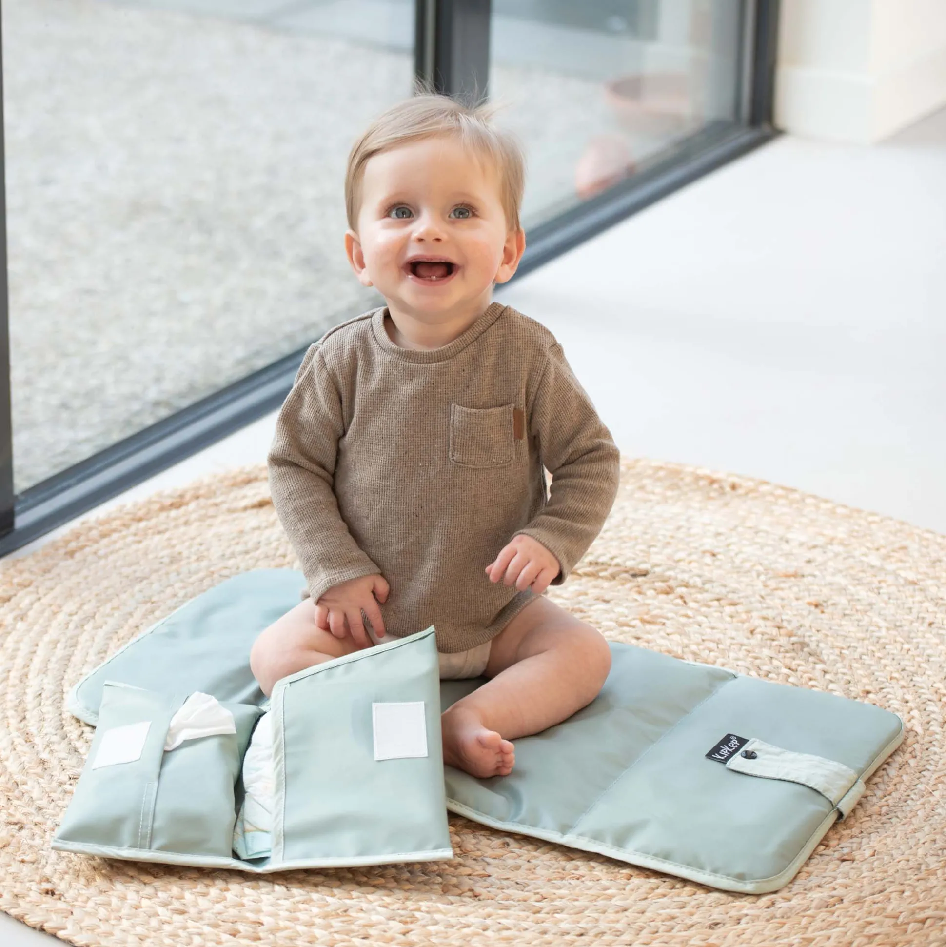 KipKep verschoningsmatje+luieretui combiset Pale Green