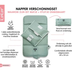 KipKep verschoningsmatje+luieretui combiset Pale Green