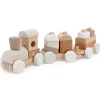 Label Label houten blokken trein Beigebrown