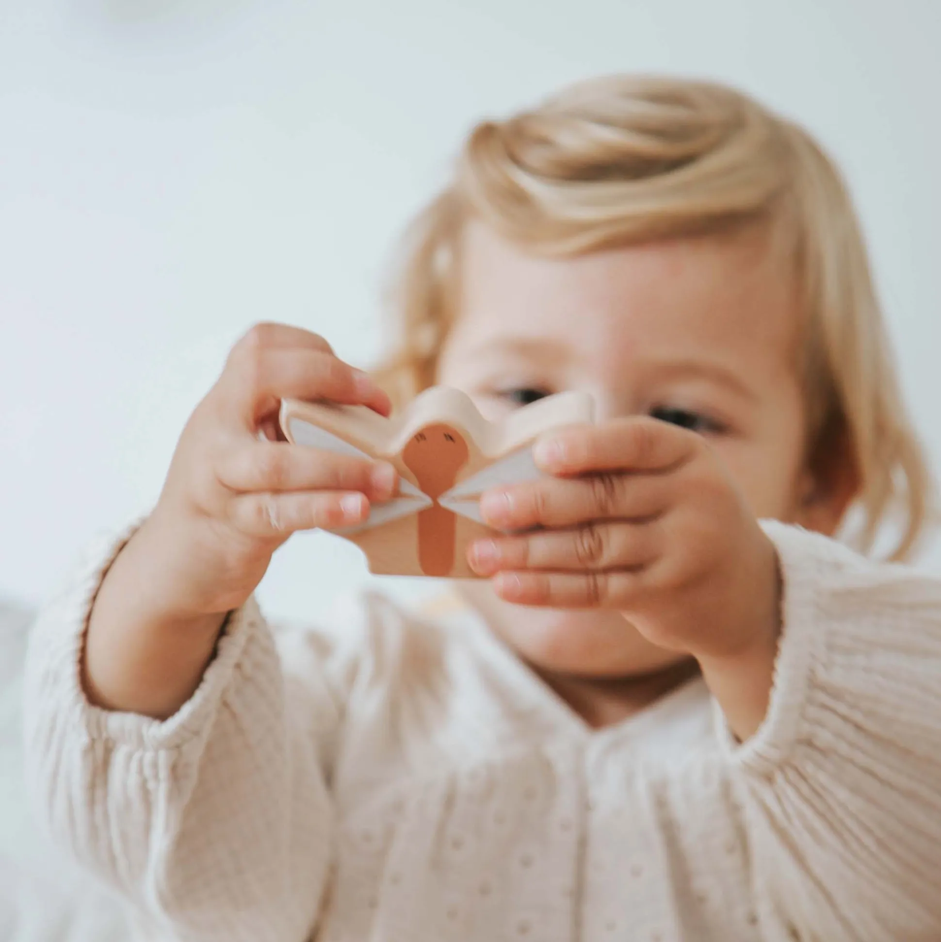 Label Label houten stapelring Beigebrown