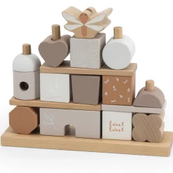 Label label houten stapelblokken Beigebrown