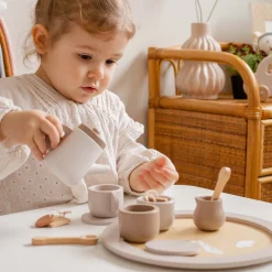 Label Label houten thee set Beigebrown