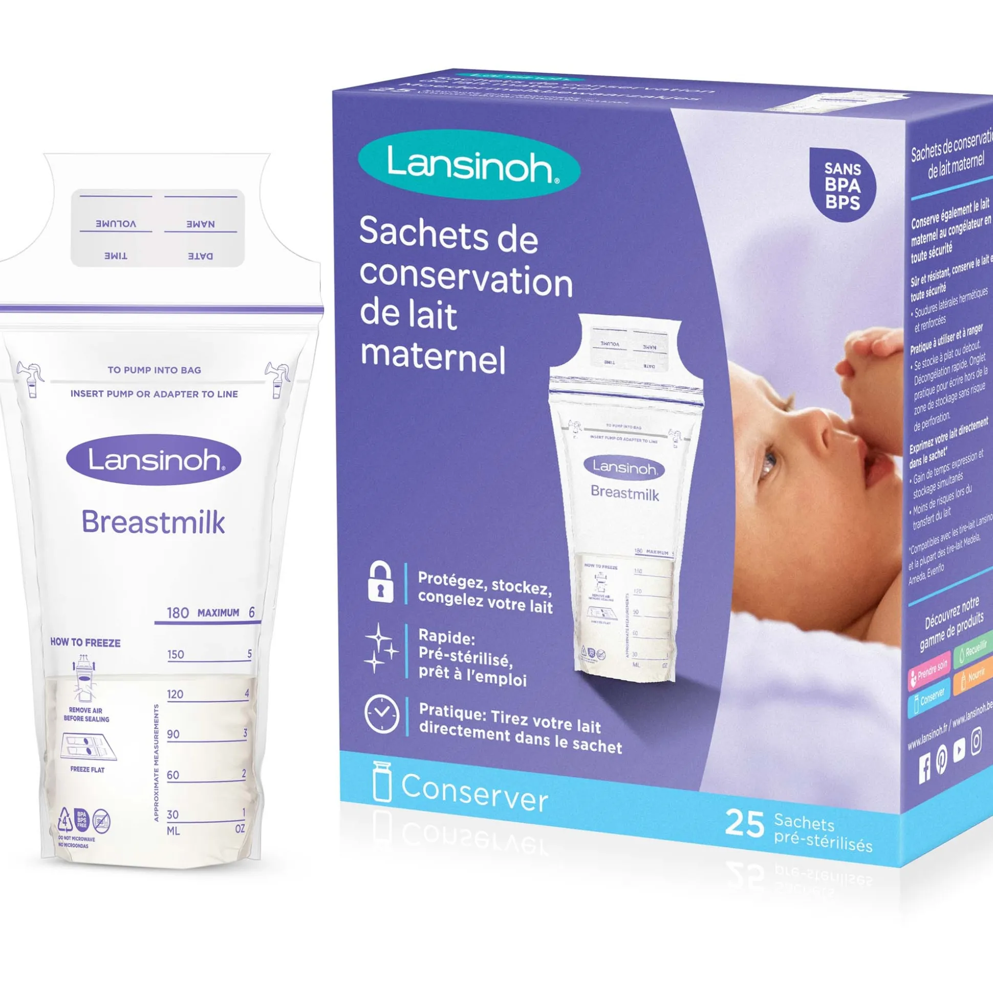 Lansinoh moedermelk bewaarzakjes 180ml - 25 stuks