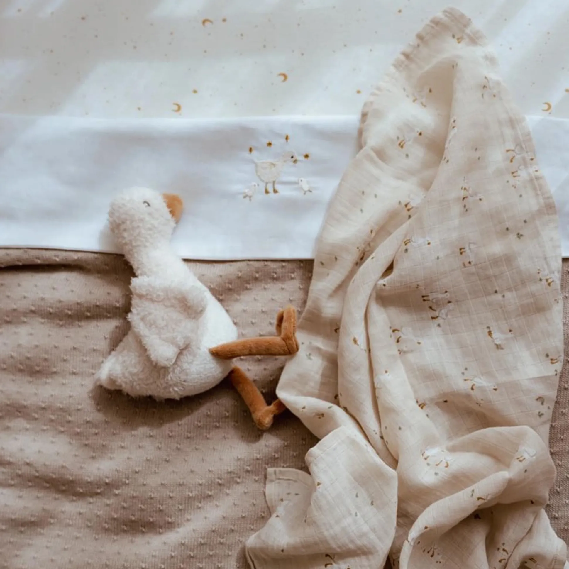 Little Dutch ledikantlaken Little Goose wit