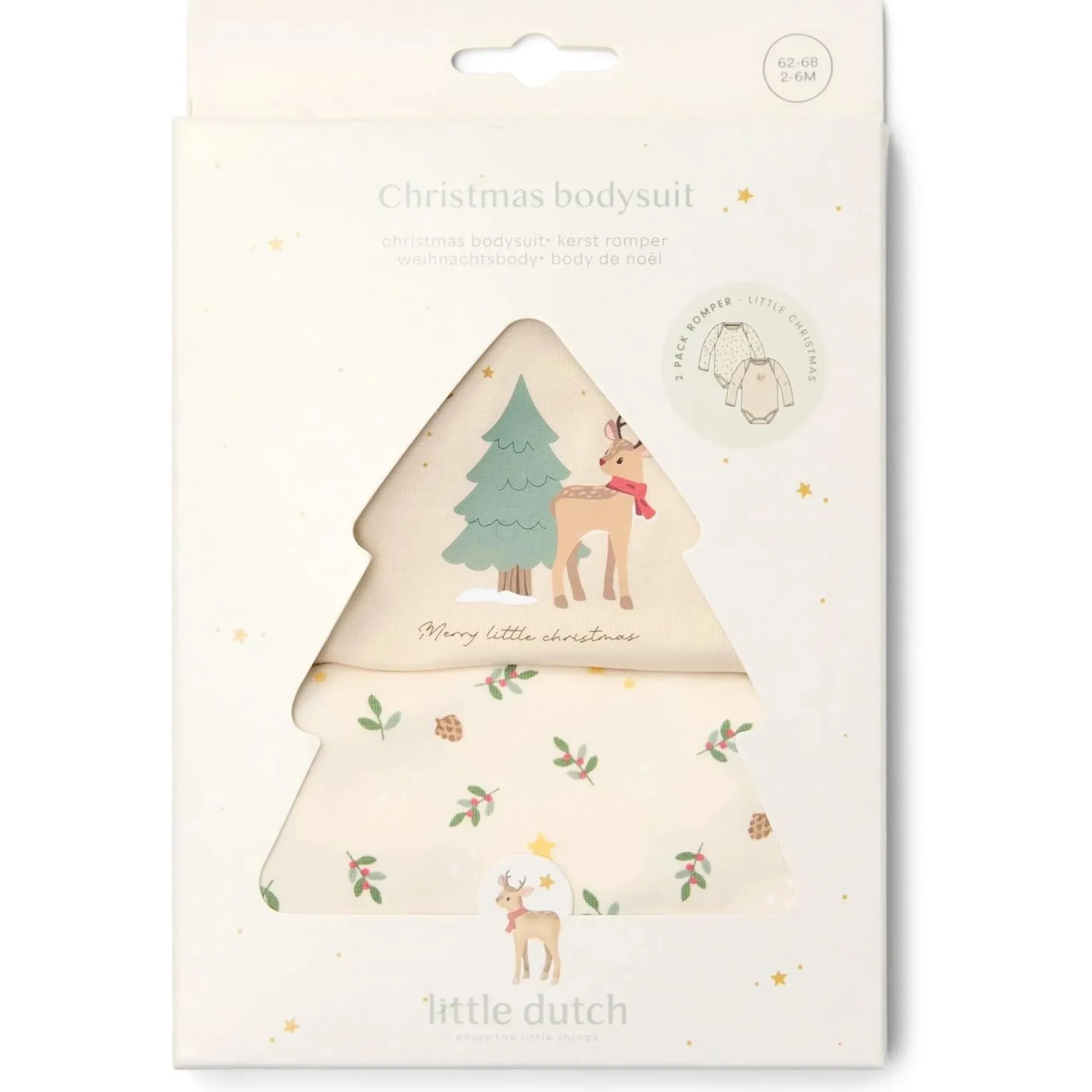 Little dutch 2-pack romper kerst Beigebrown