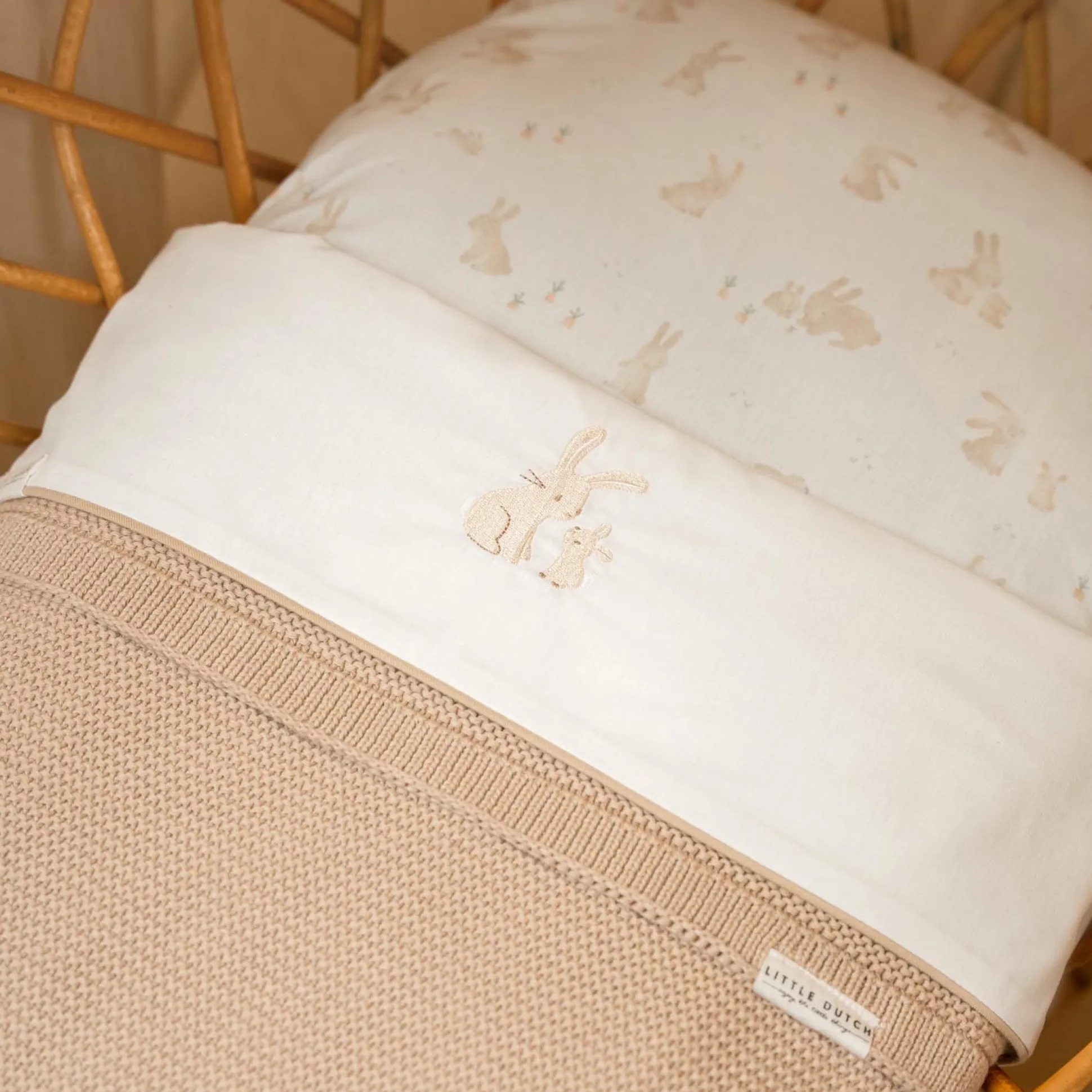 Little Dutch wieghoeslaken Baby Bunny wit