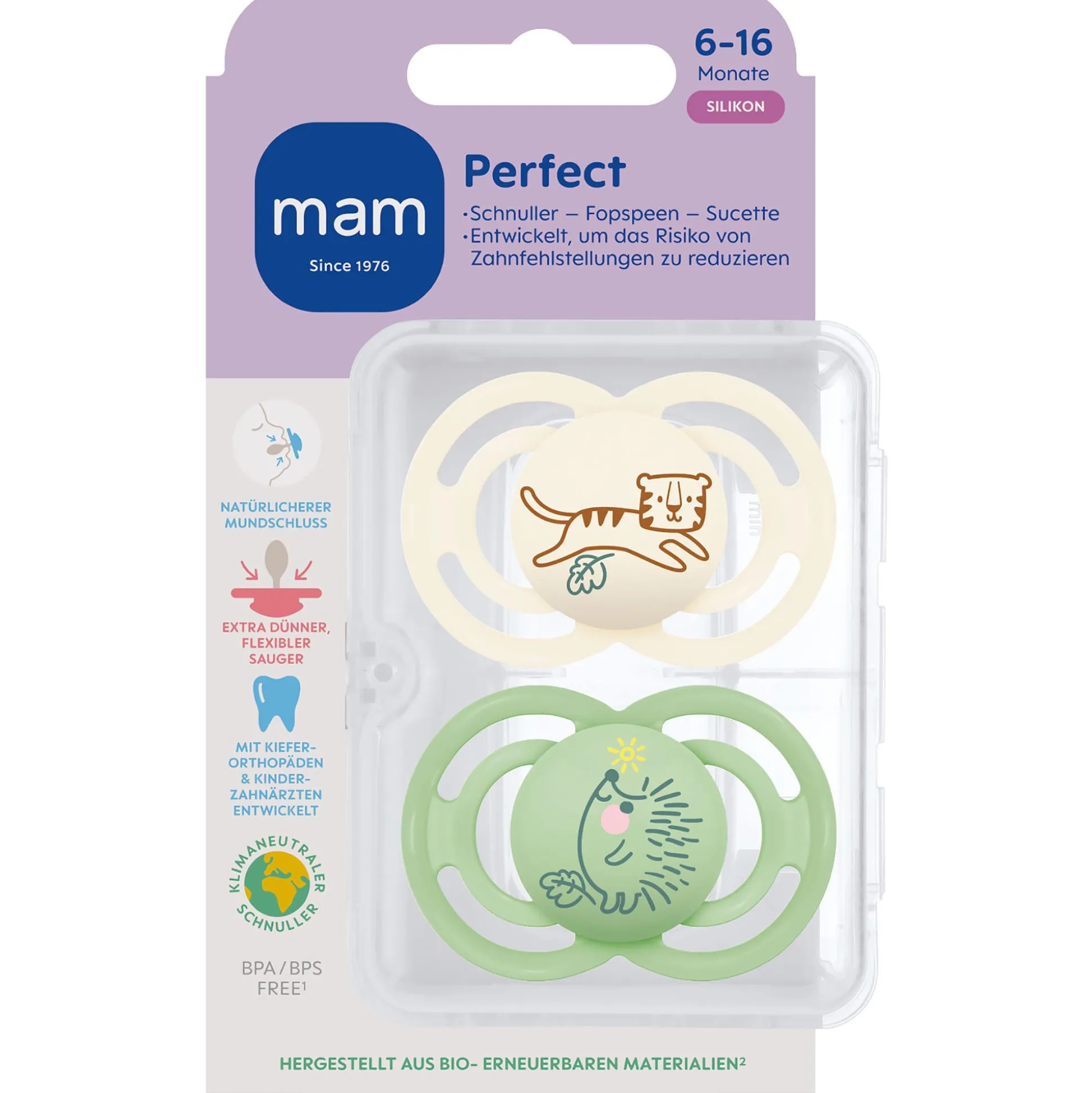 MAM fopspeen Perfect Silikon 6-16 maanden Multi