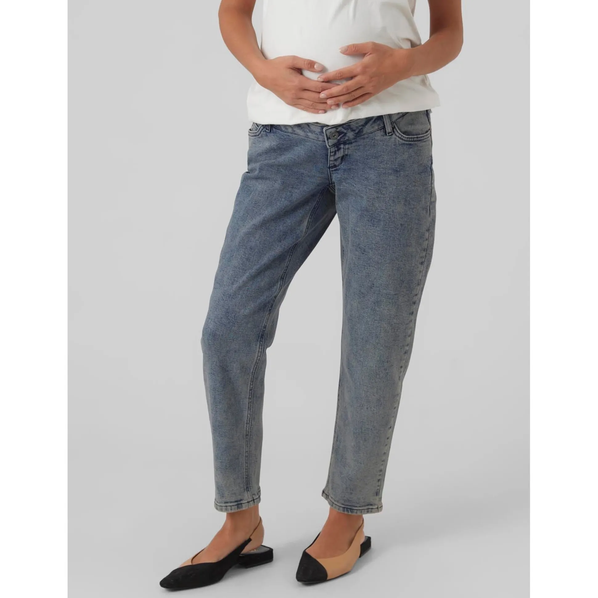 Mamalicious zwangerschapsjeans lang effen blauw
