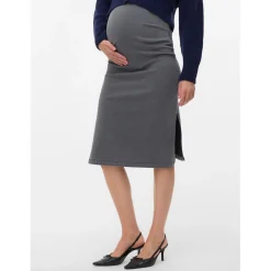 Mamalicious zwangerschapsrok knielengte effen grijs
