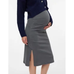 Mamalicious zwangerschapsrok knielengte effen grijs