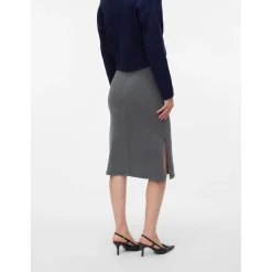 Mamalicious zwangerschapsrok knielengte effen grijs