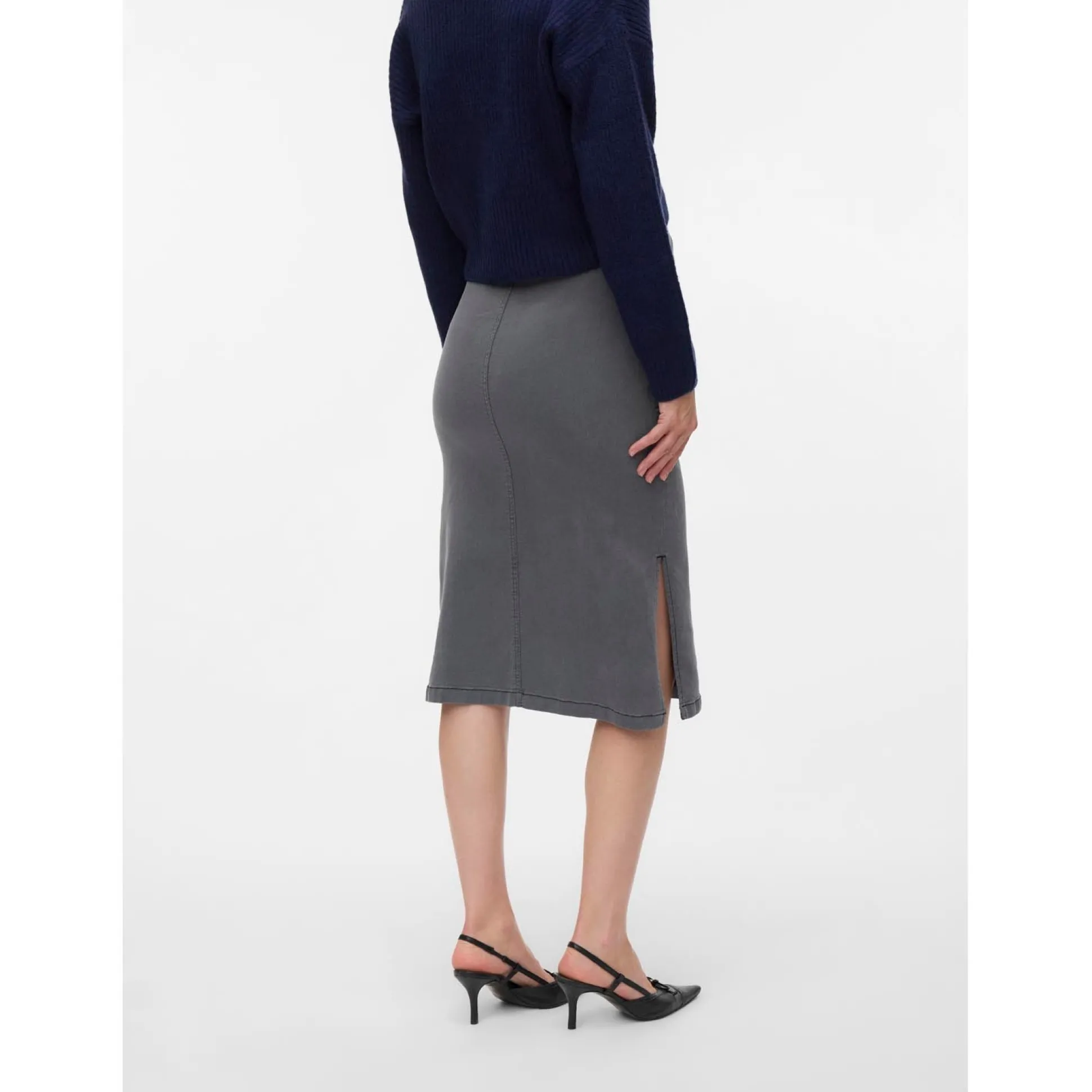 Mamalicious zwangerschapsrok knielengte effen grijs