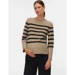 Mamalicious zwangerschapstrui lange mouwen strepen beige