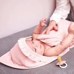 Meyco badcape ruffle roze