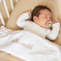 Meyco wieglaken Hello World wit