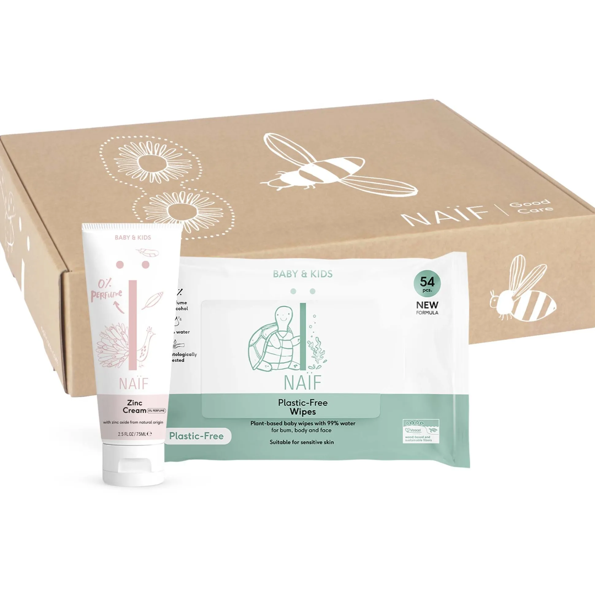 Naïf giftset diapercream en billendoekjes wit