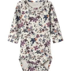 Name it baby body lange mouwen all over print beige
