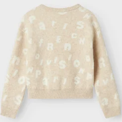 Name it peuter trui lange mouwen all over print beige