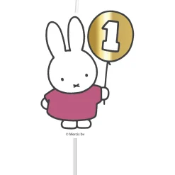 Nijntje hoera 1 jaar kaars Pink