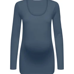 ONLY zwangerschaps T-shirt lange mouwen effen blauw