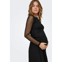 ONLY zwangerschaps T-shirt lange mouwen effen zwart