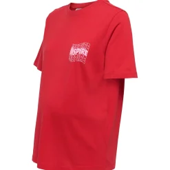 ONLY zwangerschaps T-shirt korte mouwen tekst rood