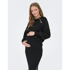 ONLY zwangerschapstrui lange mouwen effen zwart